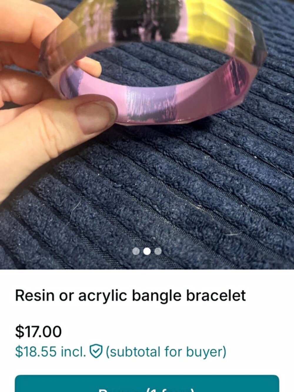 Resin Acrylic Bangle Bracelet in Purple Yellow Black No Stone